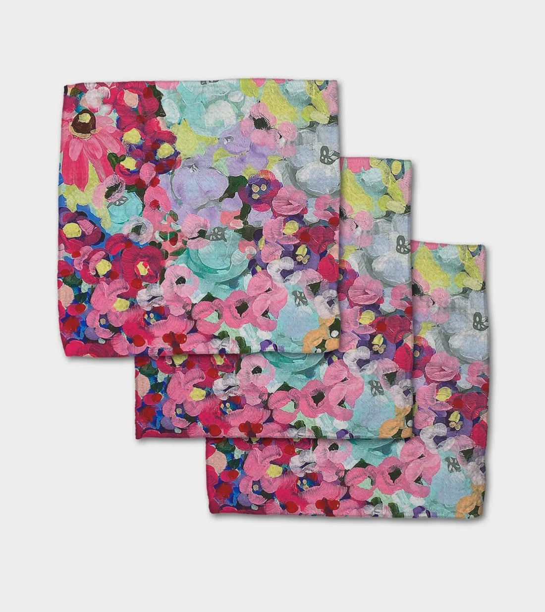 Set of three floral-patterned dish cloths