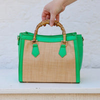 Caroline Hill | Kennedy Tote-Natural Kelly Green