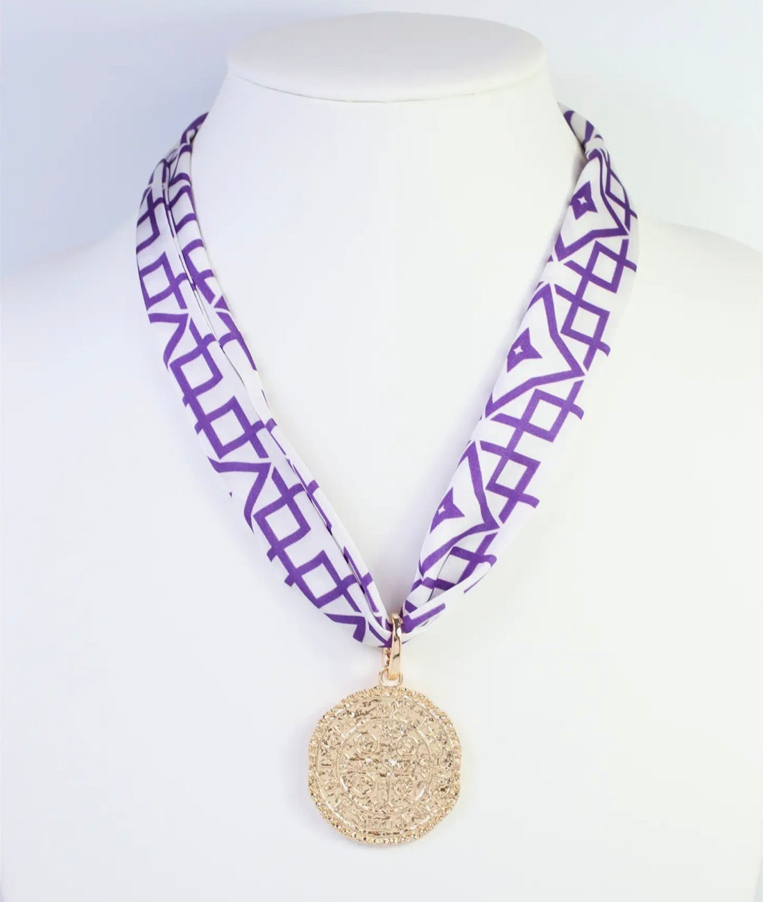 Caroline Hill | Langston Geometric Skinny Scarf-Purple