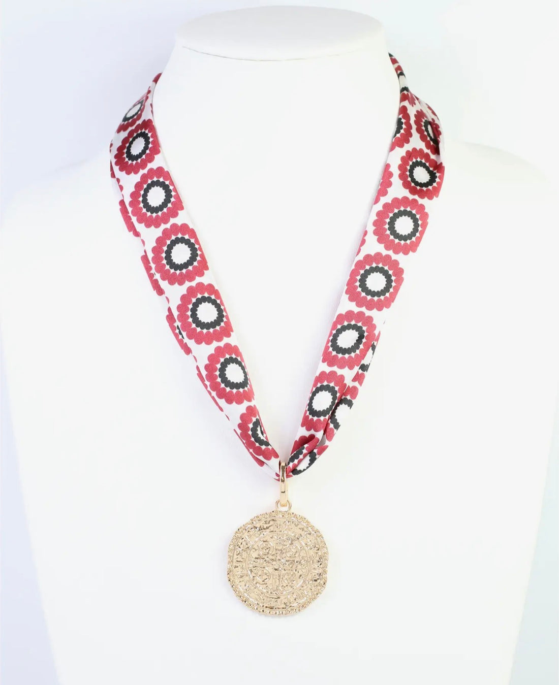 Caroline Hill | Lucy Floral Skinny Scarf-Garnet/Black