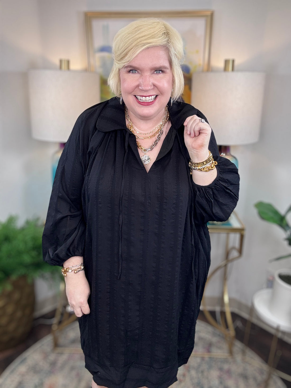 Tell Me Everything Curvy Dress-Black