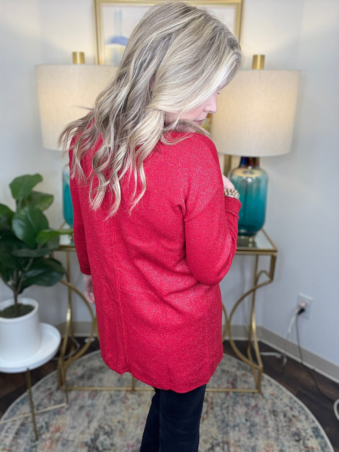 Heavenly Glitz Mock Neck Tunic Sweater