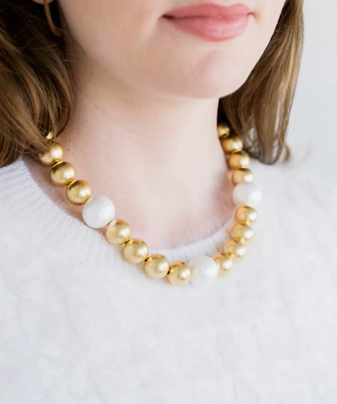 Susan Shaw | Gold + Cotton Pearl Necklace