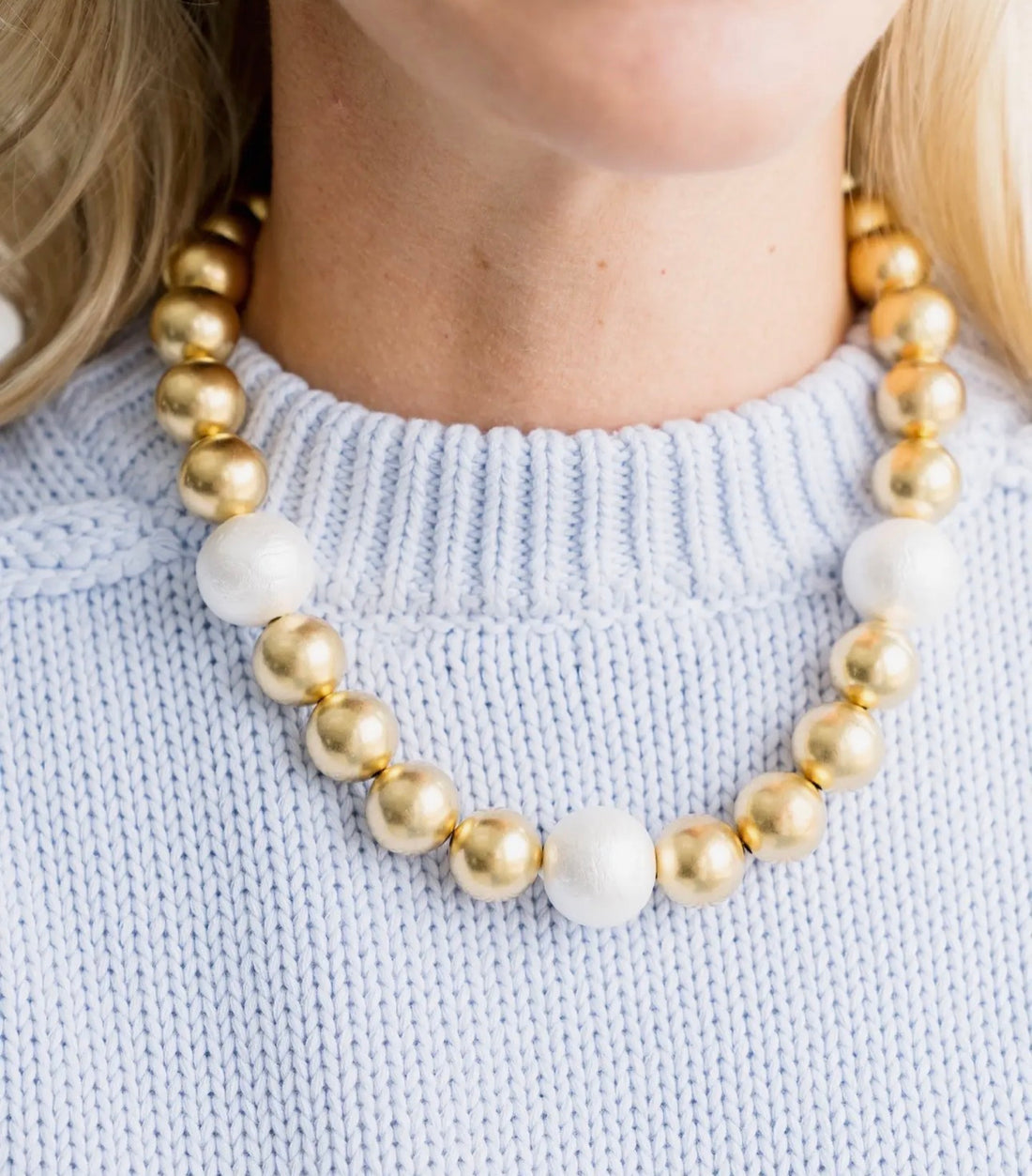 Susan Shaw | Gold + Cotton Pearl Necklace