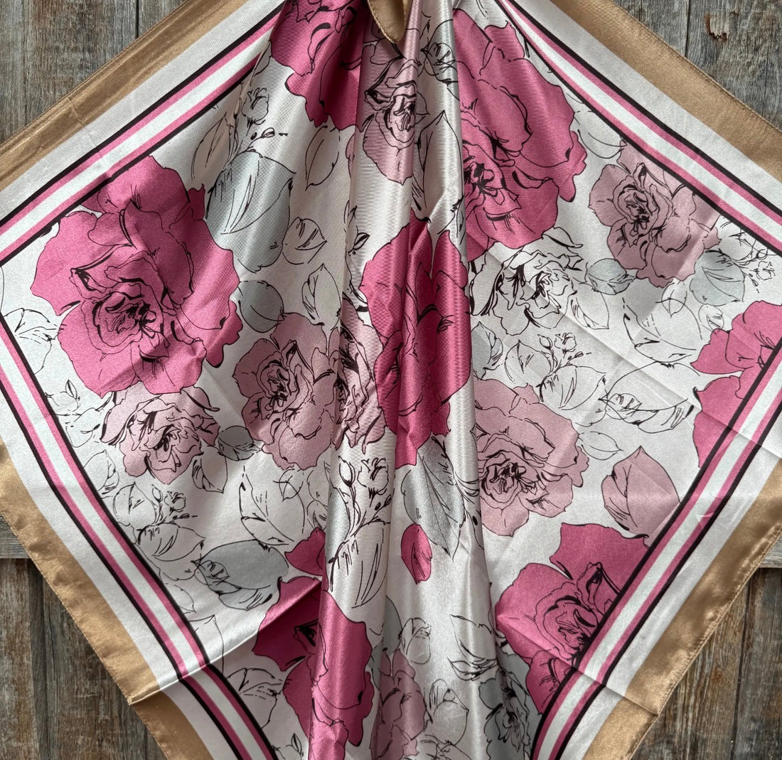 Pink Roses Wild Rag Scarf