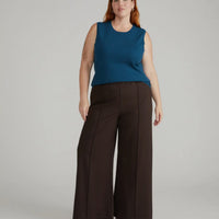 Pam Pintuck Wide Leg Ponte Pants-Espresso