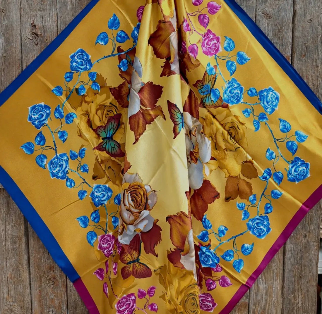 Gold & Floral Wild Rag Scarf