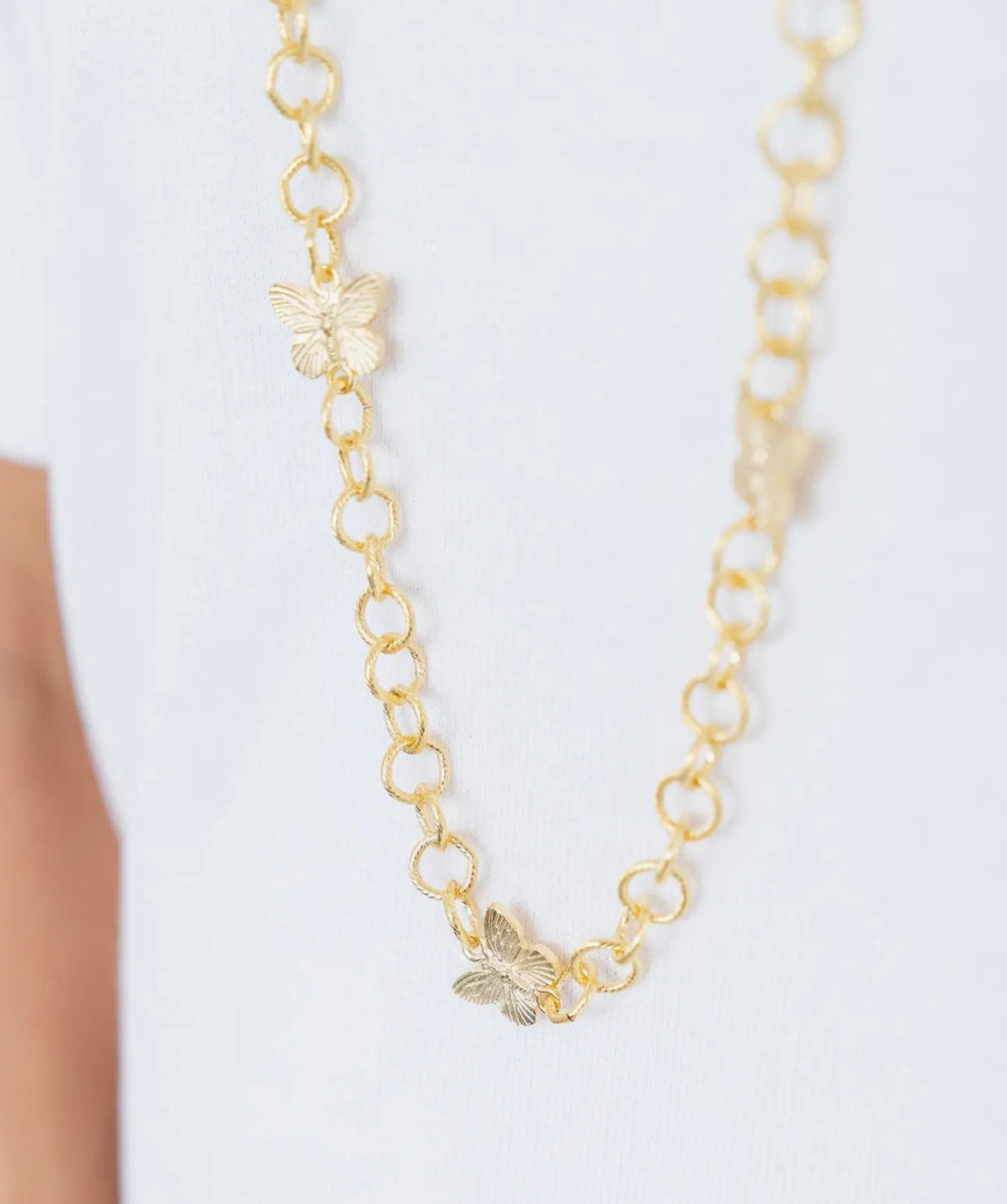 Susan Shaw long linked butterfly necklace