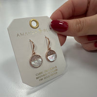 Rose Gold Disc Mother of Pearl Earrings