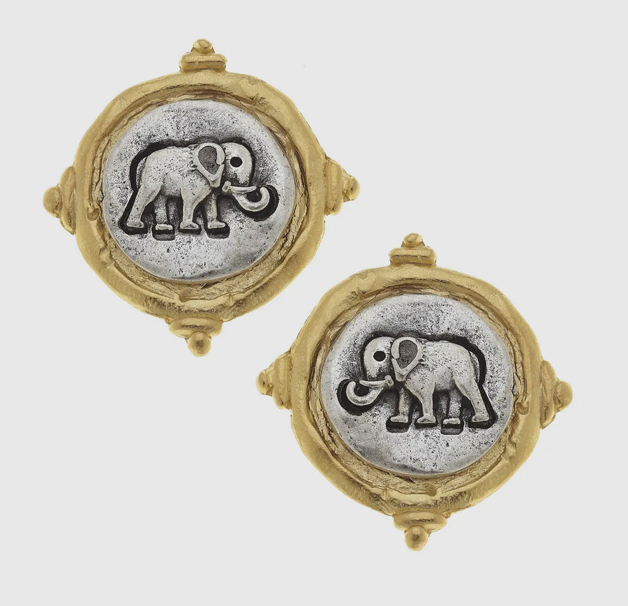 Susan Shaw | Elephant Earrings-2 Tone