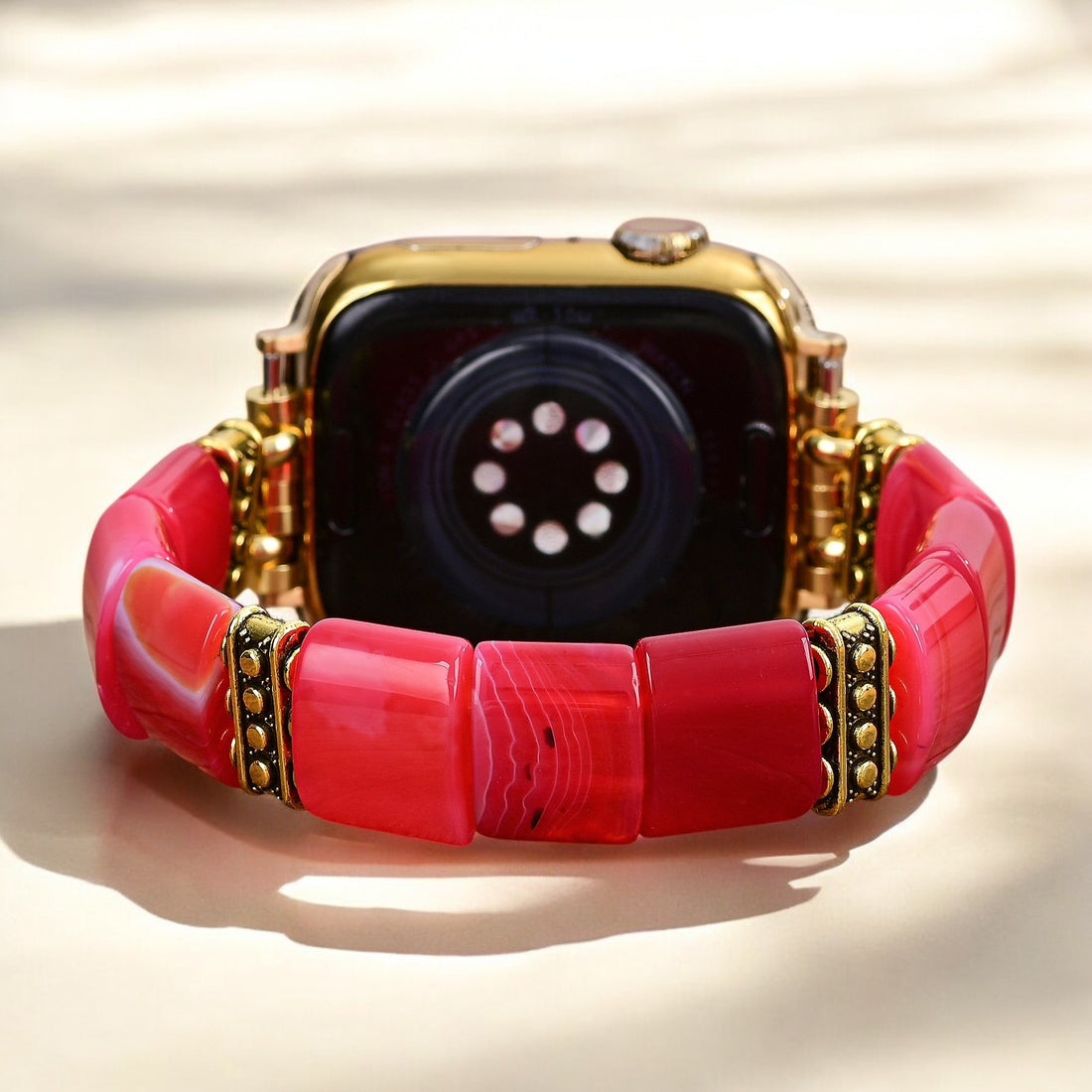 Ruby Essence Agate Stretch Apple Watch Strap L