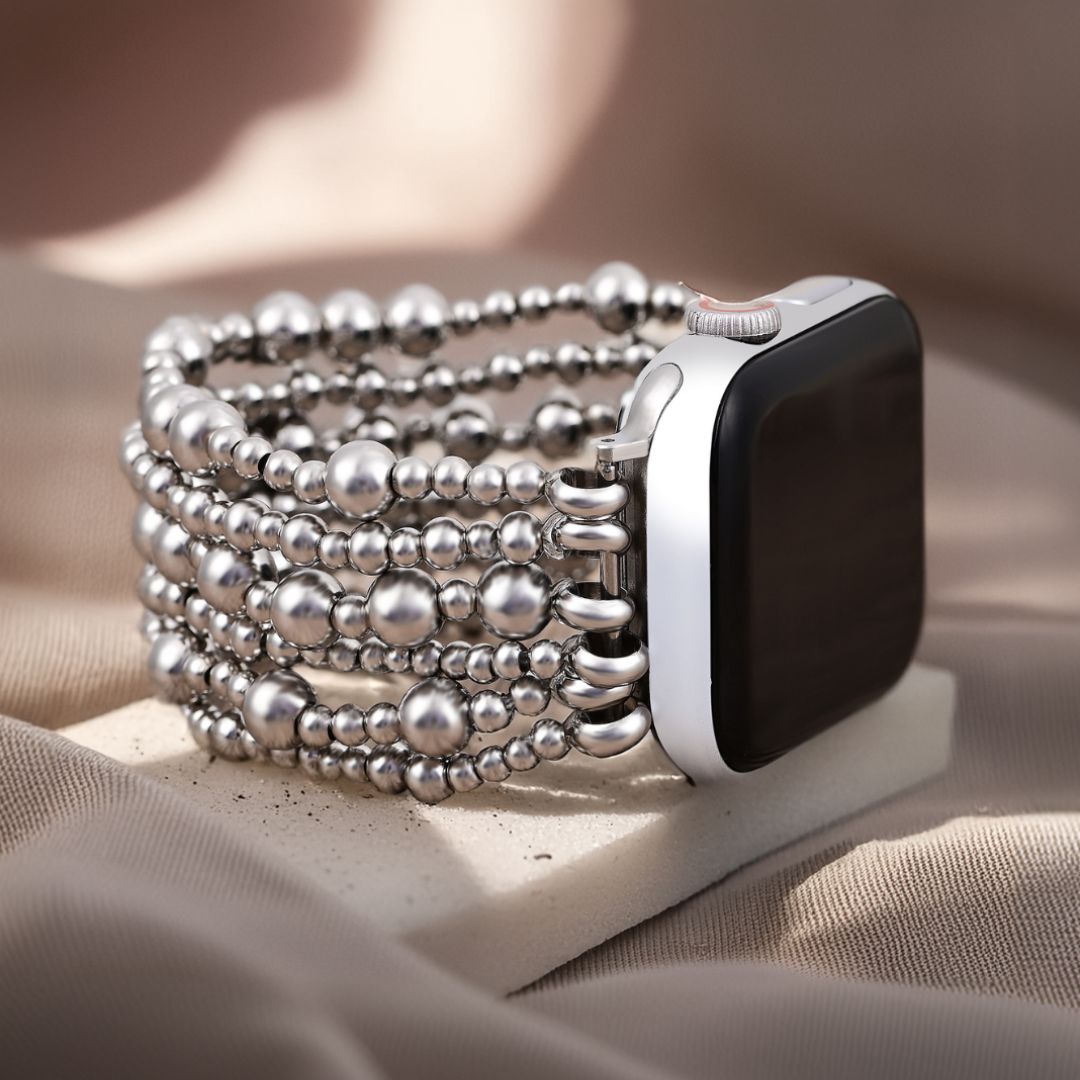 Platinum Demure Stretch Apple Watch Strap Small