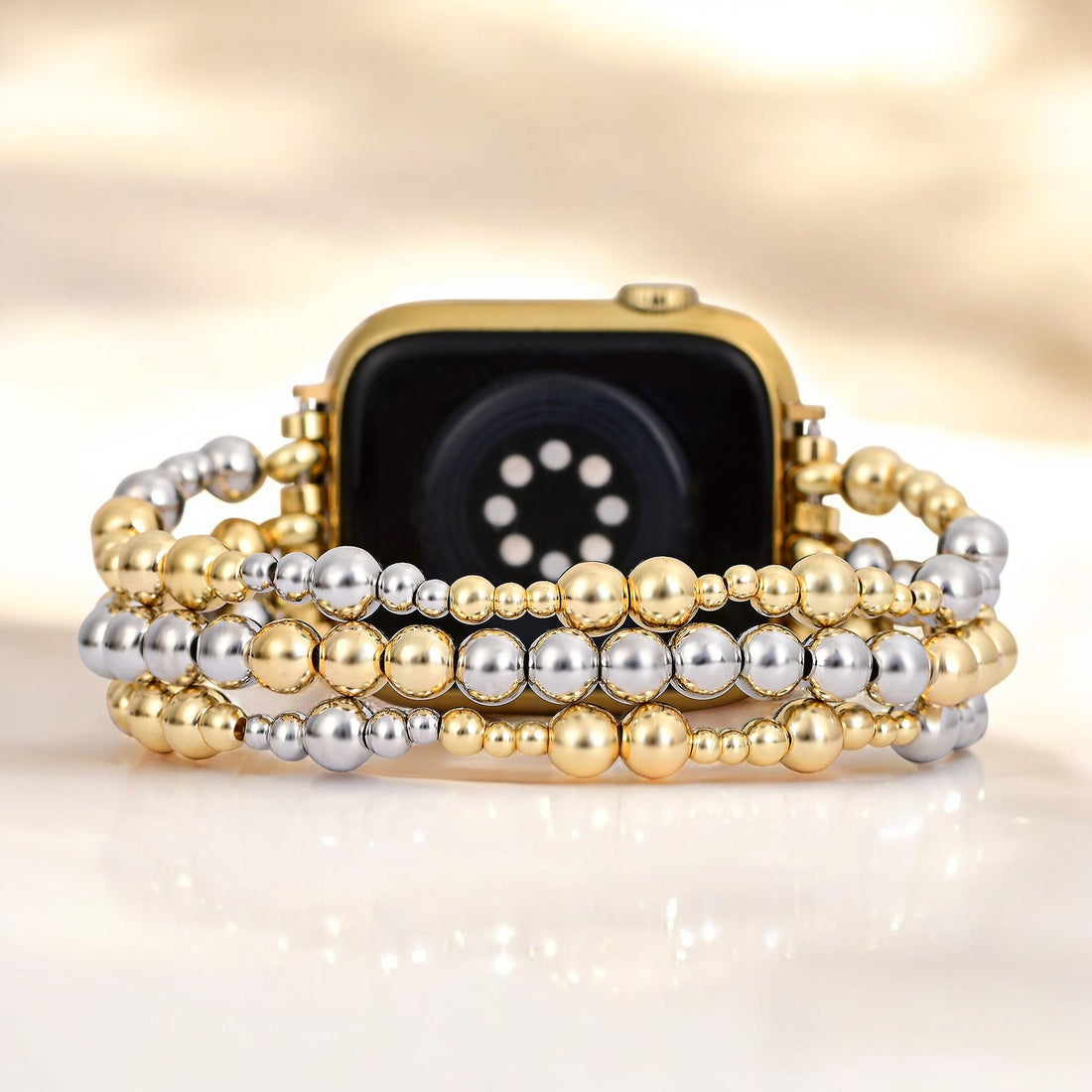 Sterling Gold Stretch Apple Watch Strap S