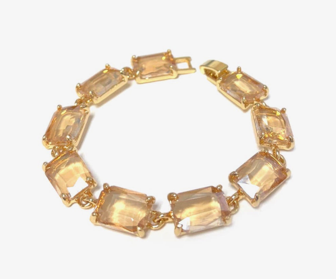 Emerald Cut Linked Bracelet-7 Colors!