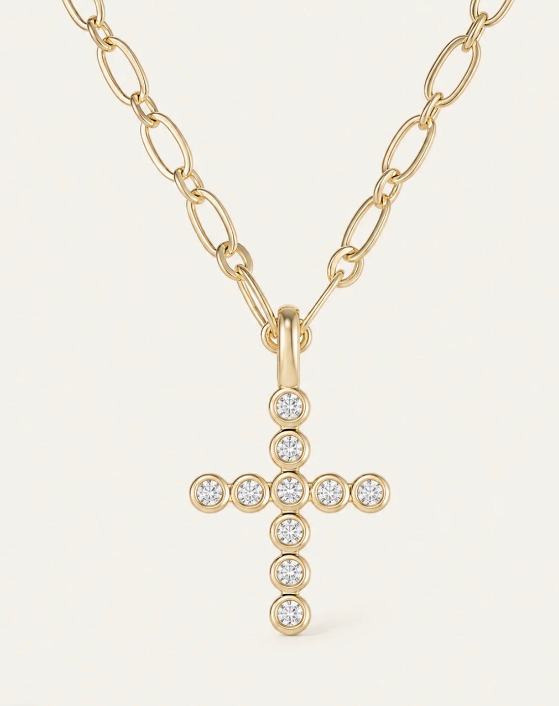 Natalie Wood | Legacy Cross Drop Necklace-Gold
