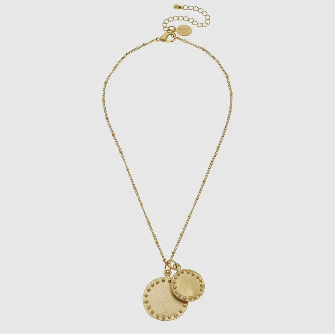 Susan Shaw Gold Double Circle with Dots Chain Necklace - The Shoppes at Coldwater