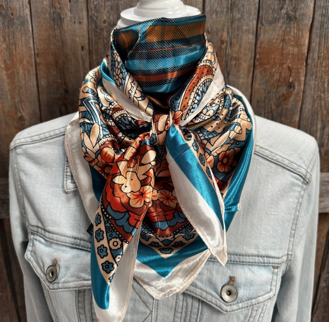 Teal & Cream Paisley Wild Rag Scarf