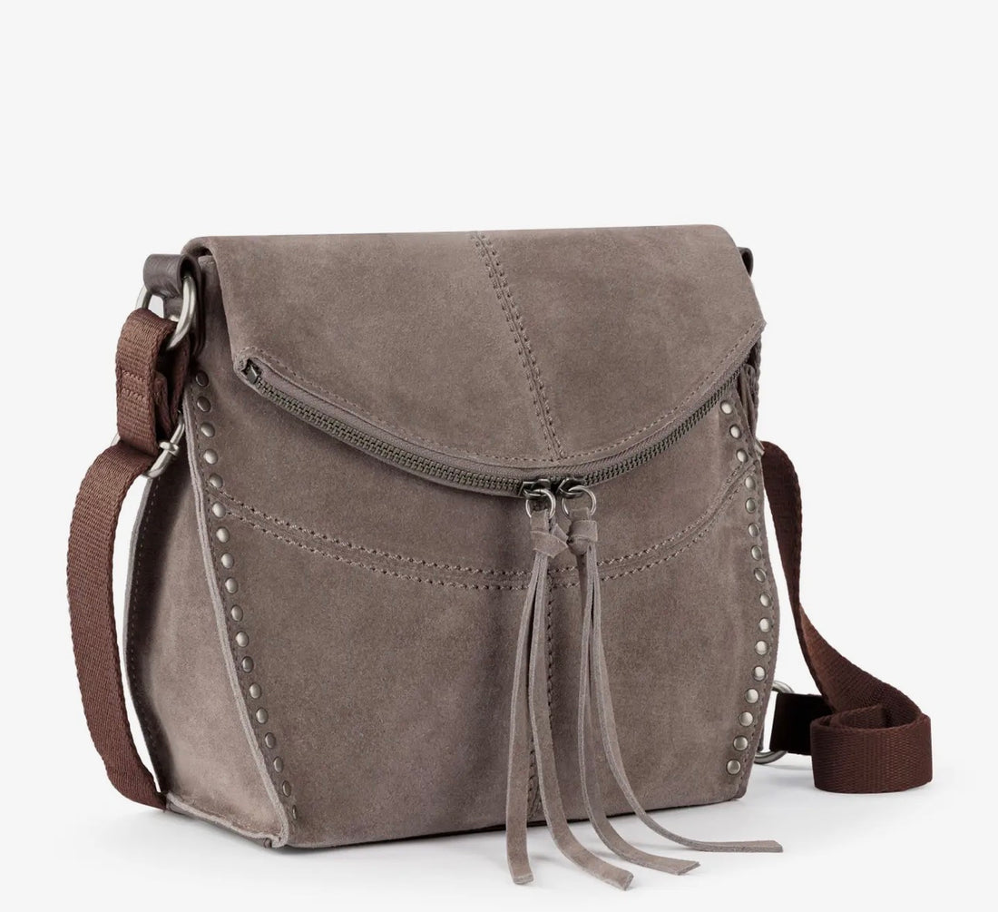 Silverlake Flap Crossbody - Mushroom Suede