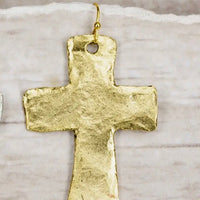 Gold cross drop earring 