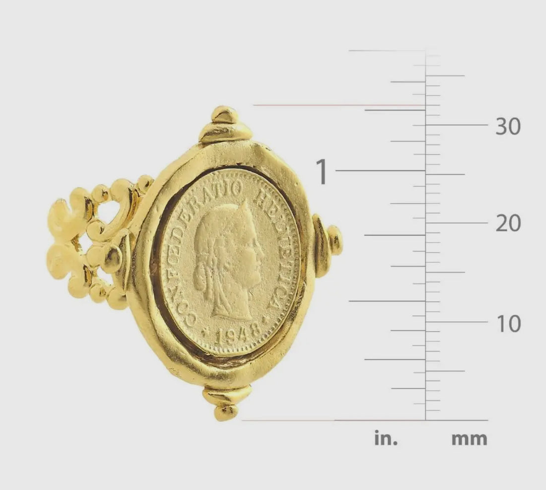Susan Shaw Handcast Gold Coin Adjustable Ring