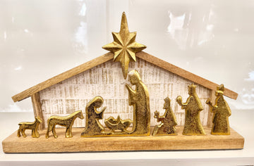 Mary Square Nativity- Large Gold