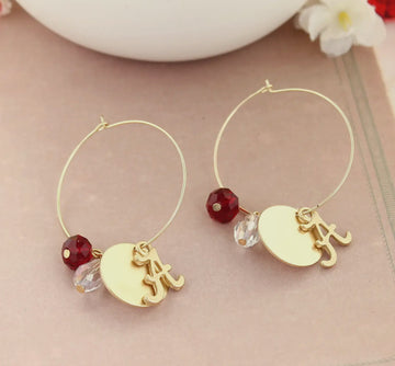 Collegiate Matte Gold Logo Hoop Earrings