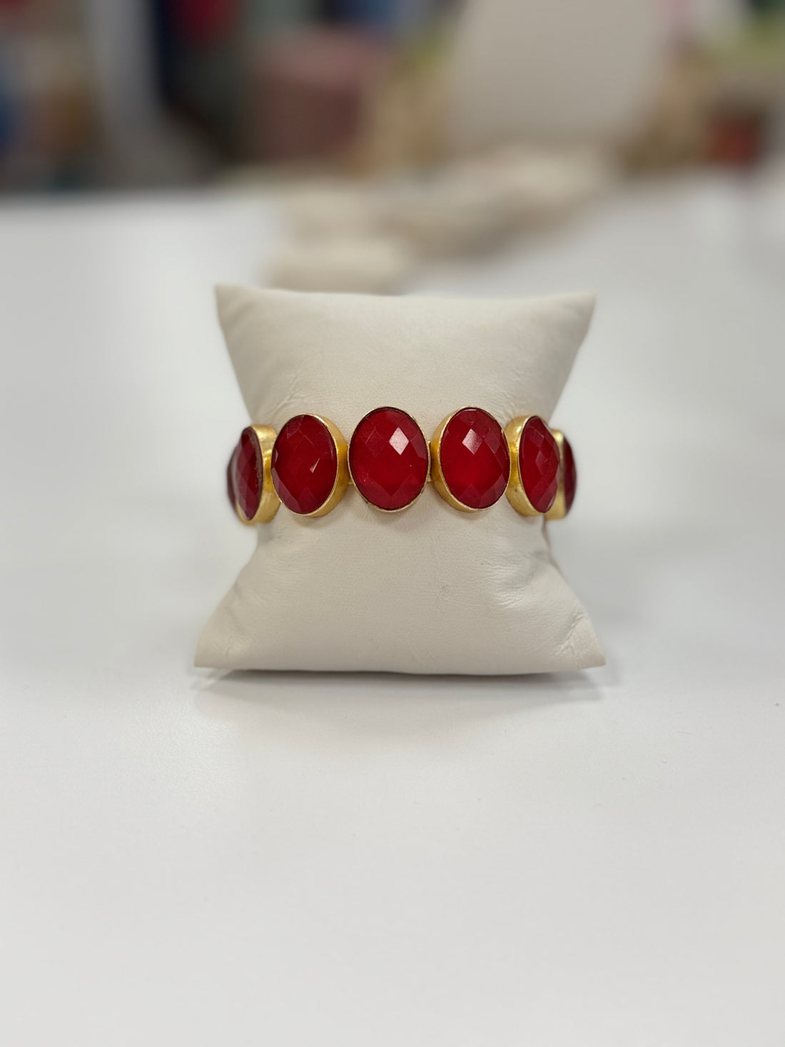 Red ston cuff bracelet