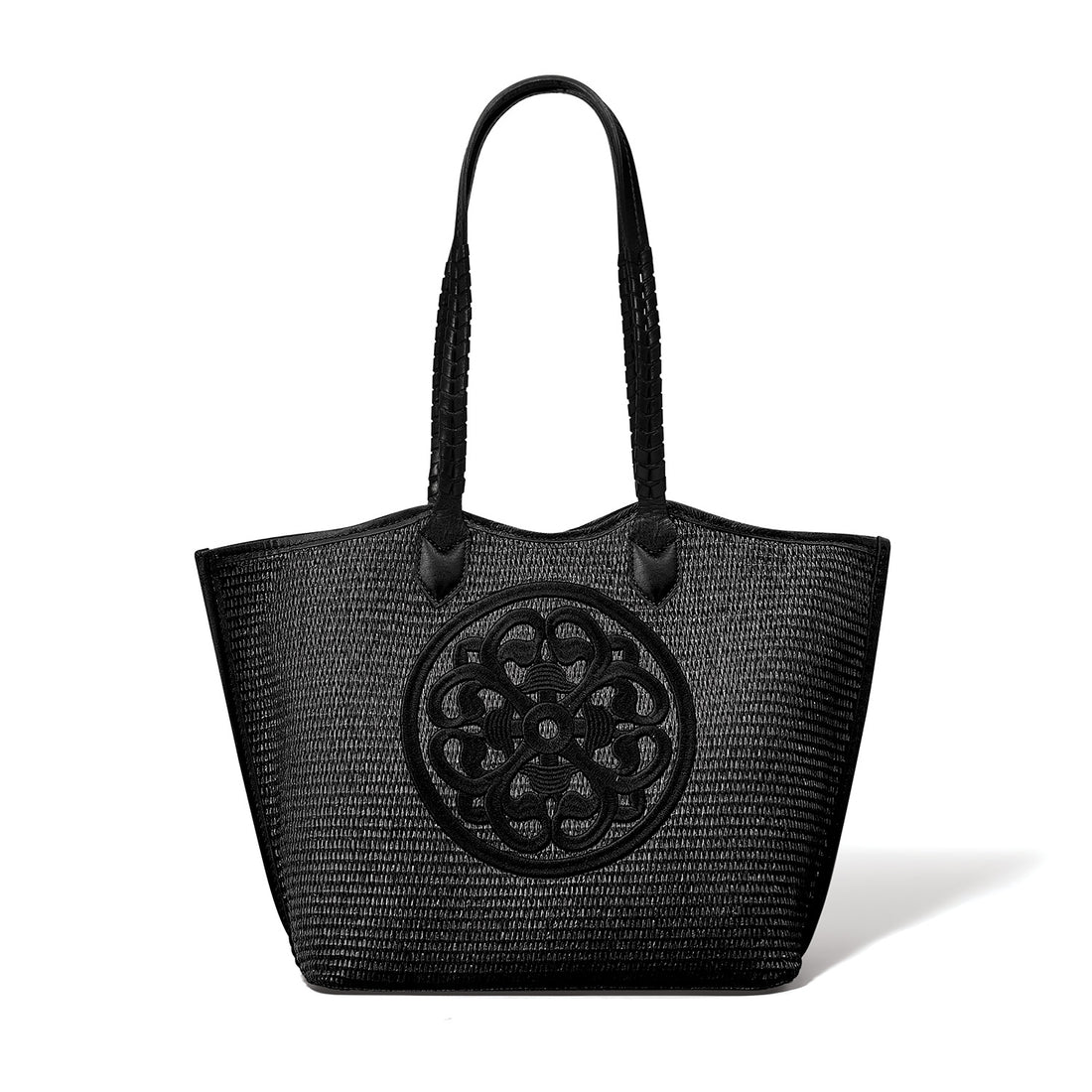 Brighton | Bruna Large Straw Tote-Black