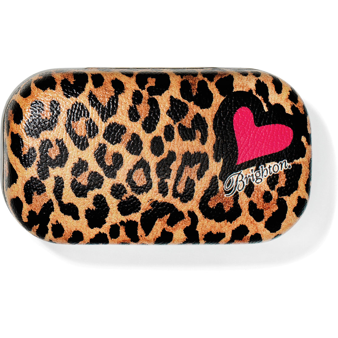 Leopard print case with a pink heart and &