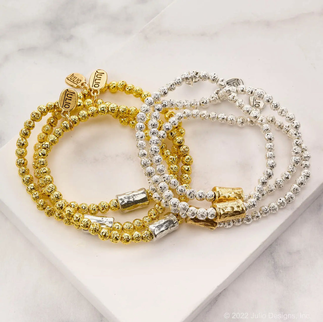 Julio Designs | Bago Hammered Stretch Bracelet-Gold