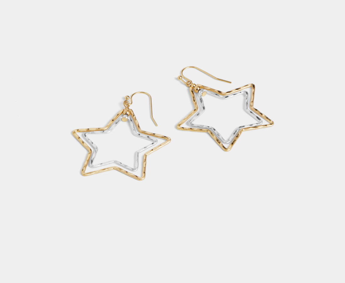 Whispers Hammered Star Earrings - The Shoppes at Coldwater