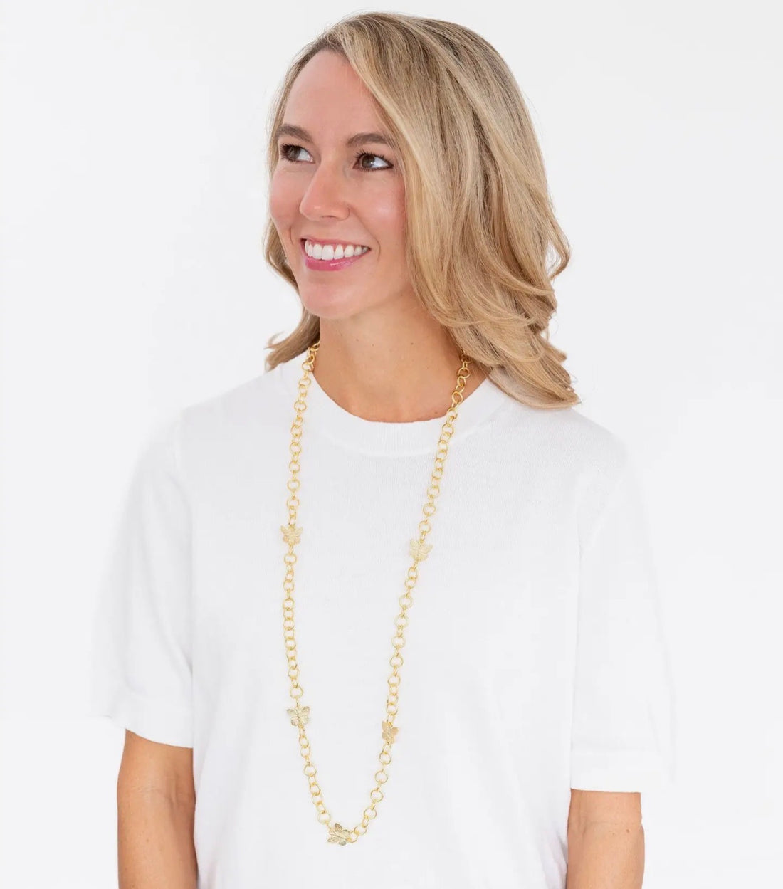 Susan Shaw long linked butterfly necklace