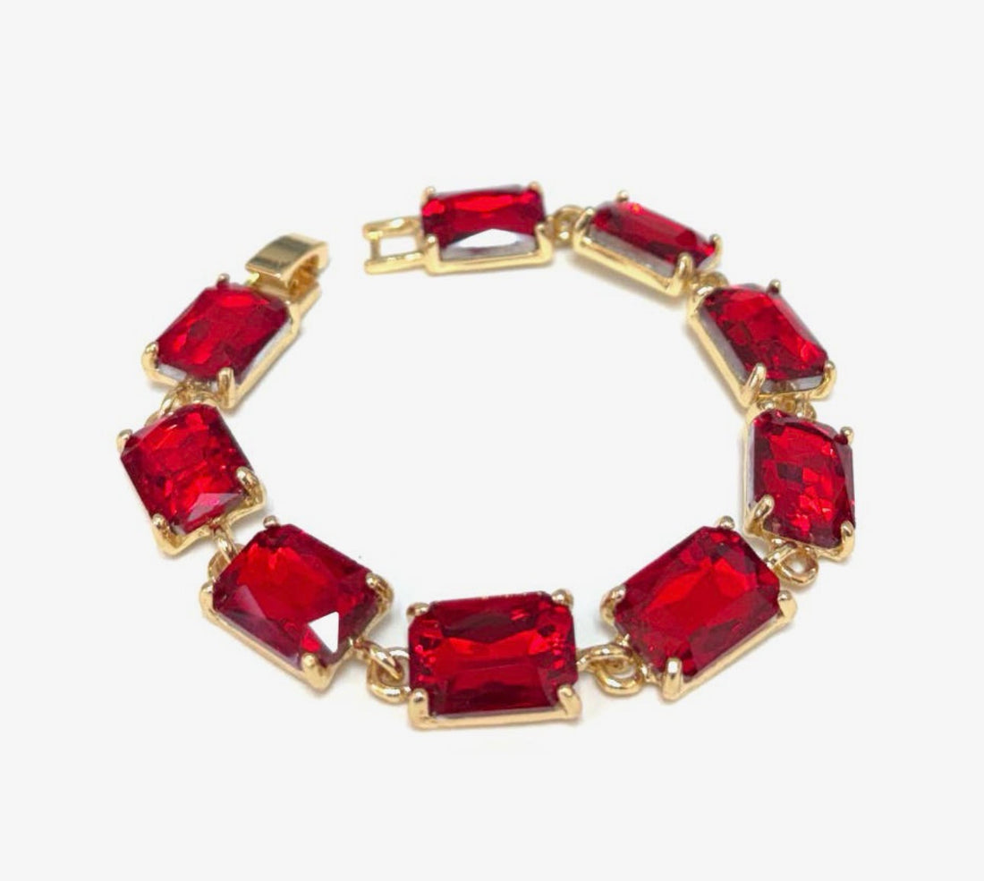 Emerald Cut Linked Bracelet-7 Colors!
