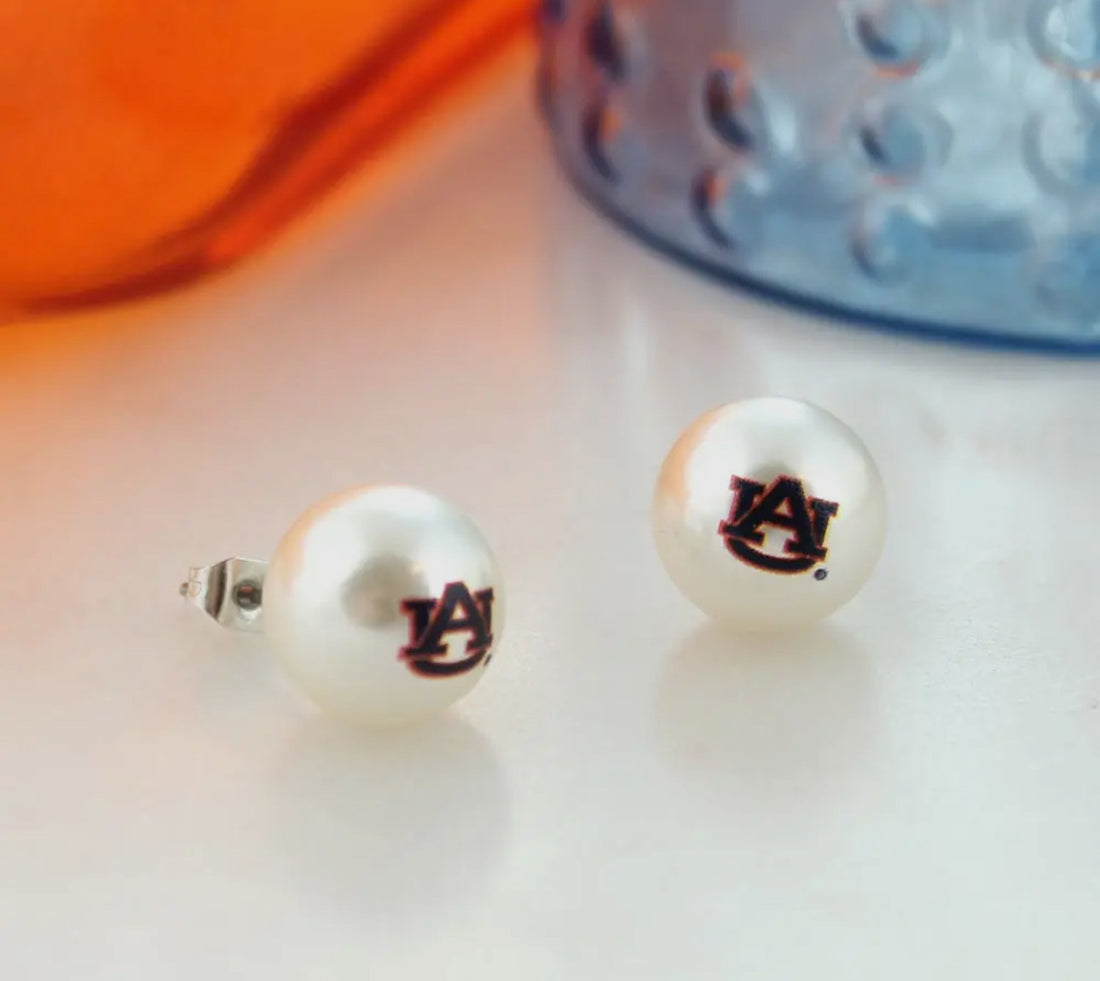 Pearl Logo Stud Earrings