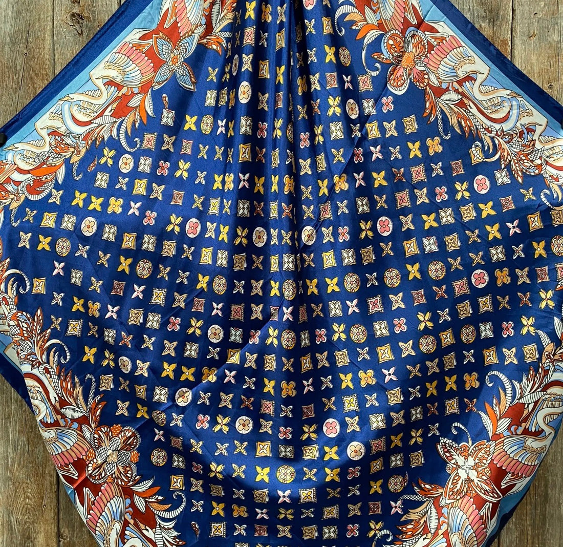 Blue Multi-Floral Wild Rag Scarf