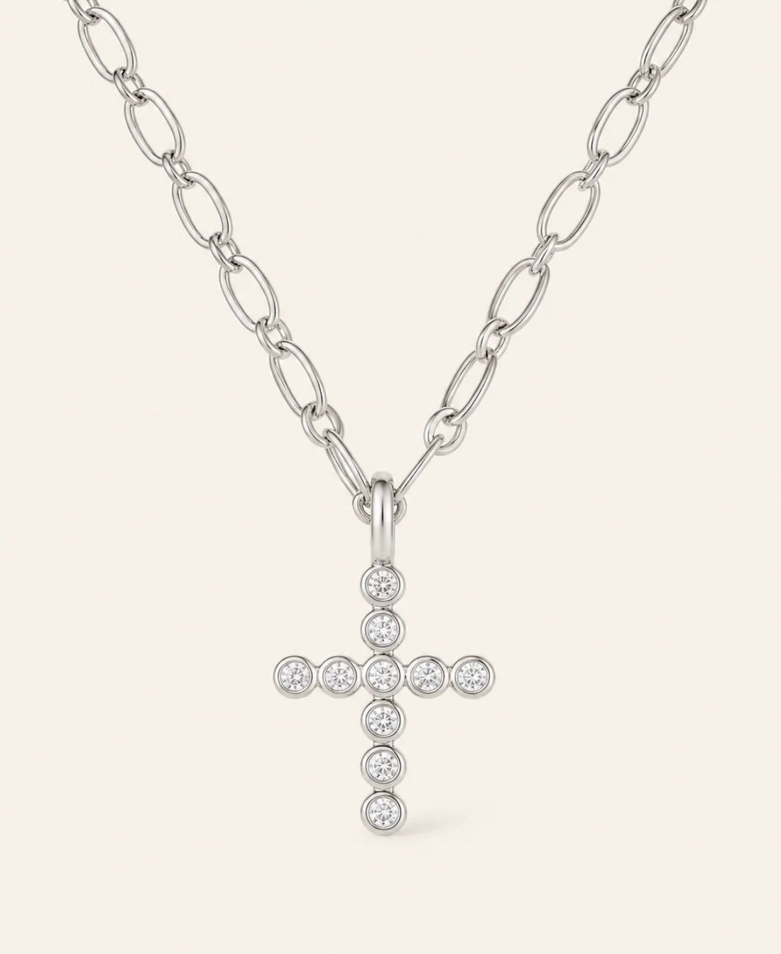 Natalie Wood | Legacy Cross Drop Necklace-Silver