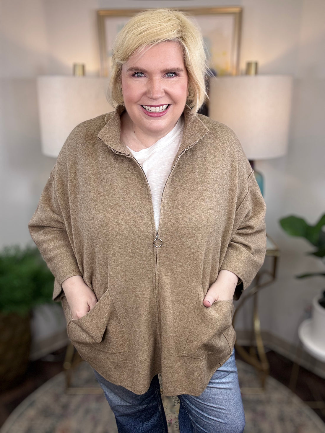 Coco & Carmen | Heavenly Luxe Zip Cardigan