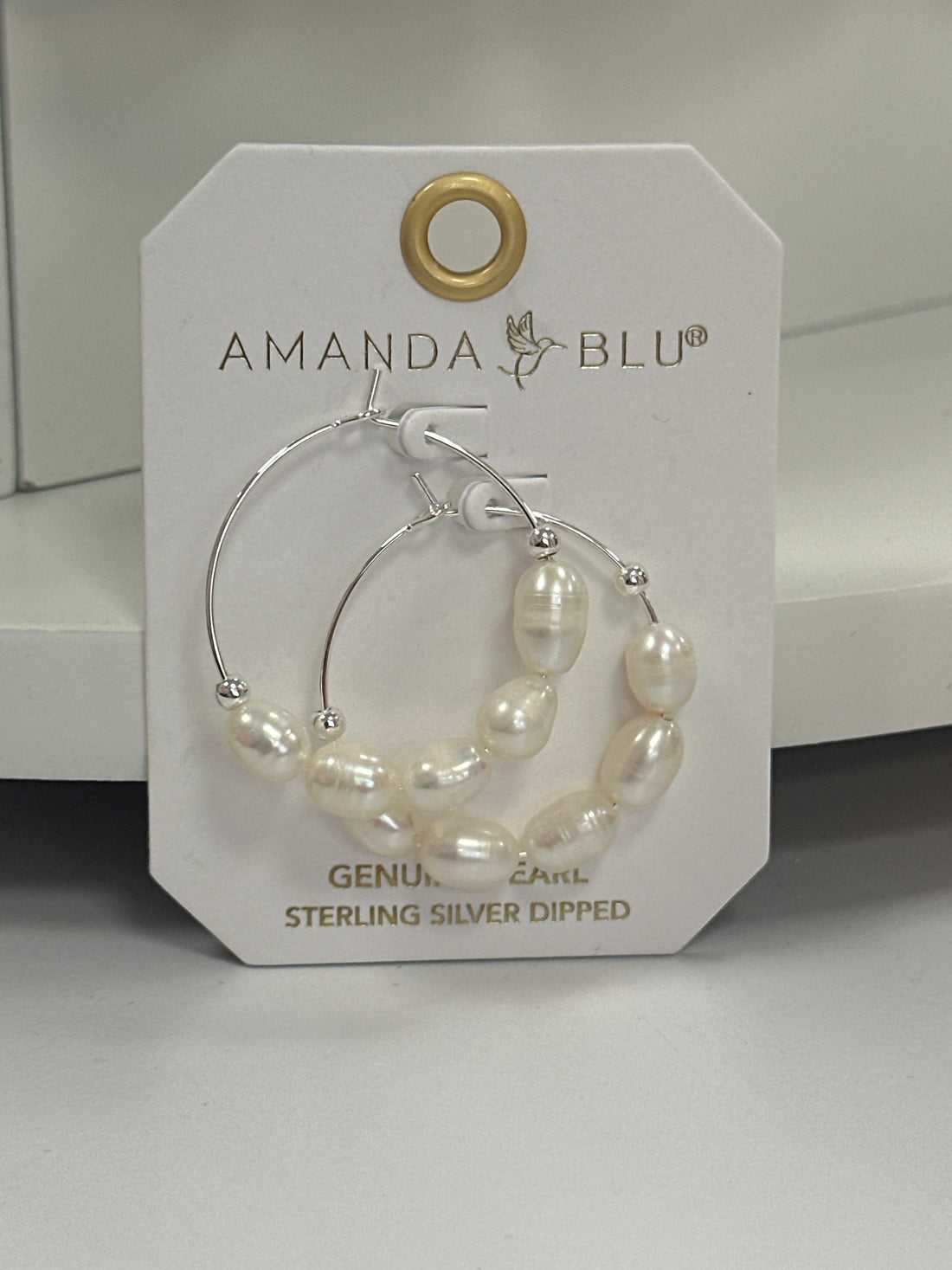 Silver Pearl Hoop Earrings