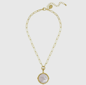Susan Shaw | Ida Paperclip Necklace- Mother of Pearl