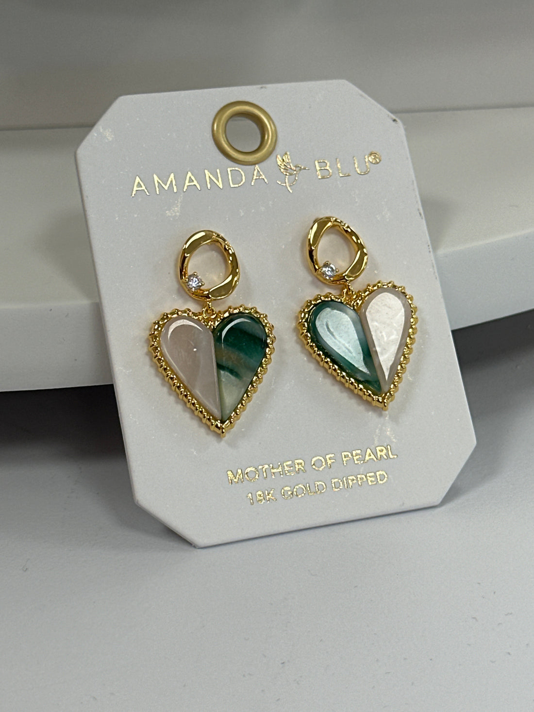 Good Two Toned Mother of Pearl Heart Earrings