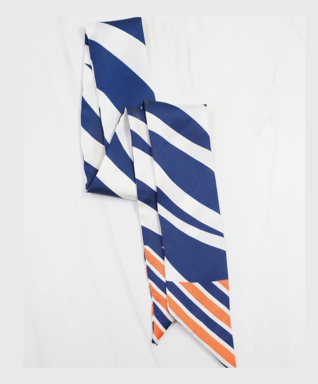 Caroline Hill | Harper Striped Skinny Scarf-Navy/Orange