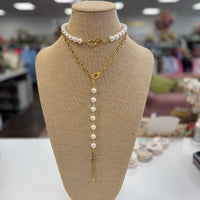 Cross My Heart Necklace-Pearl