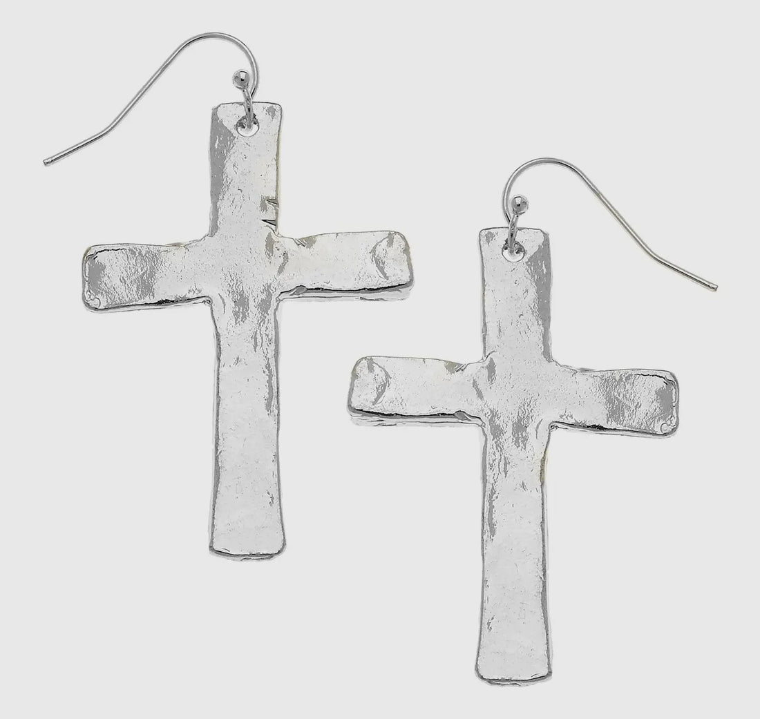 Susan Shaw Silver Cross Earrings