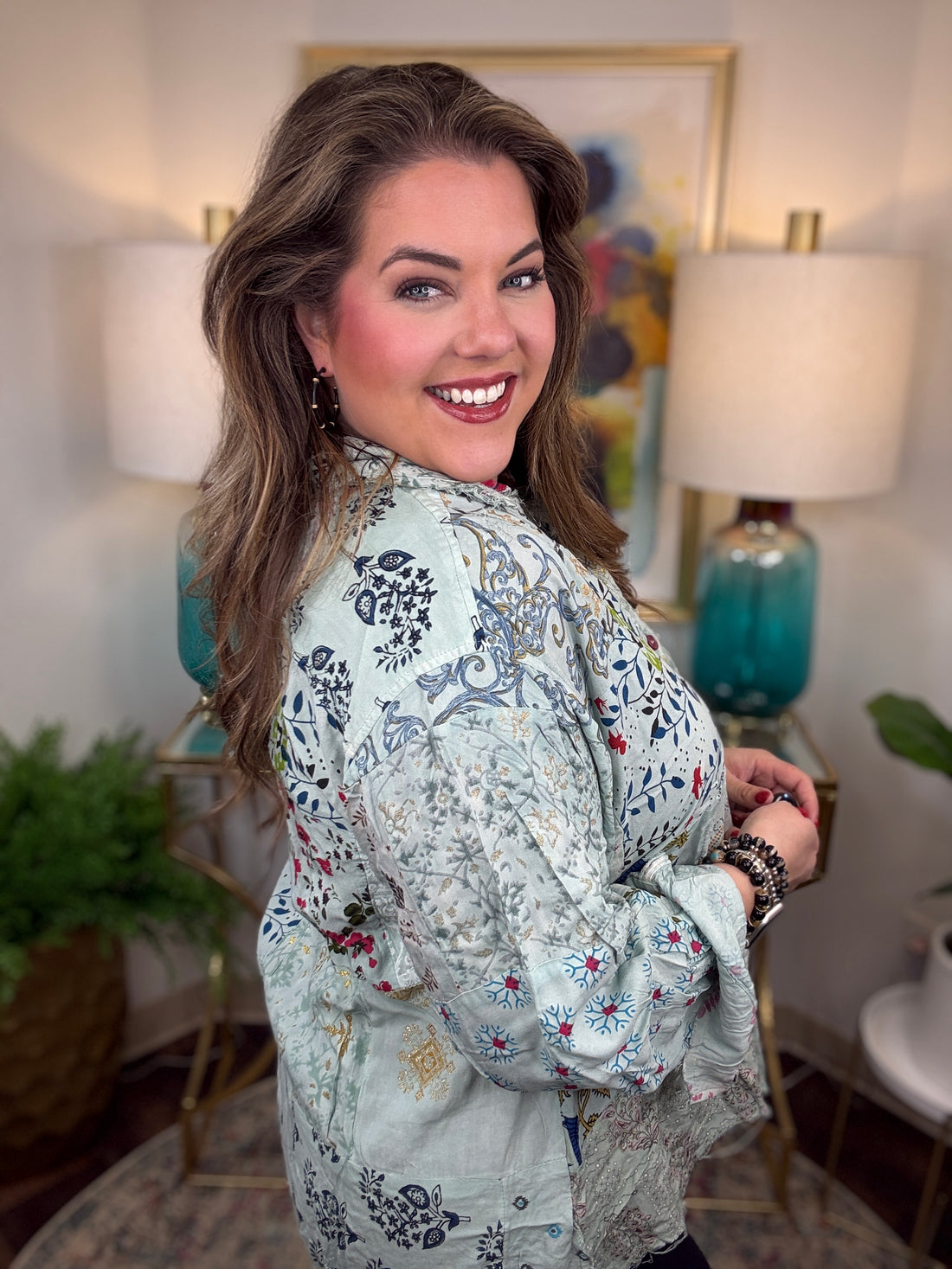 Jaded Gypsy | Patchwork Sunrise Top-Sky