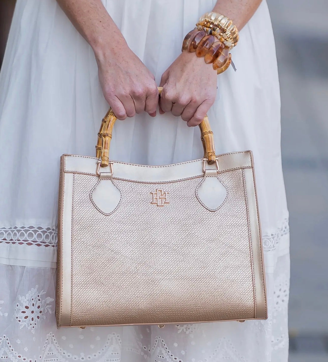 Caroline Hill | Palmer Tote-Woven Gold