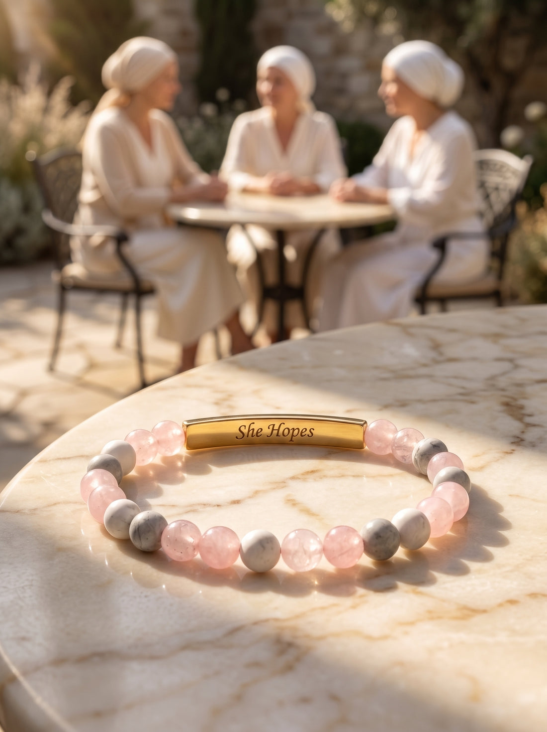 Cape Diablo Breast Cancer Awareness bracelet made with Rose Quartz
