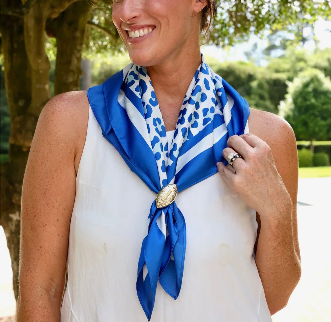 Caroline Hill | Meredith Spotted Scarf-Blue/White