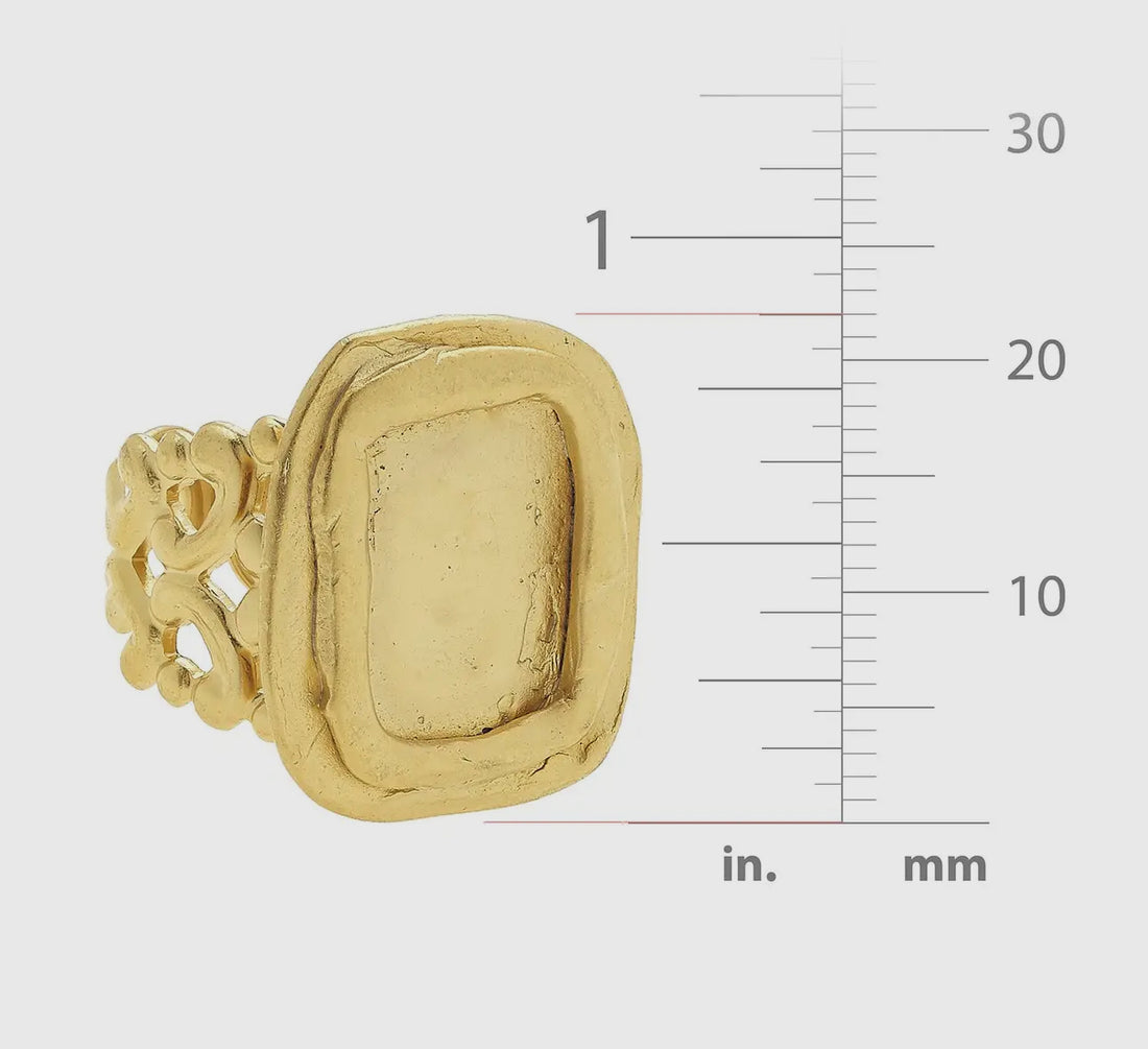 Susan Shaw Handcast Gold Adjustable Ring-Square