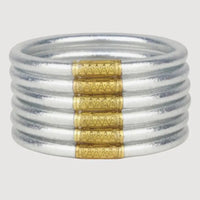 BuDhaGirl | Silver All Weather Bangles® (Set of 6) - Serenity Prayer