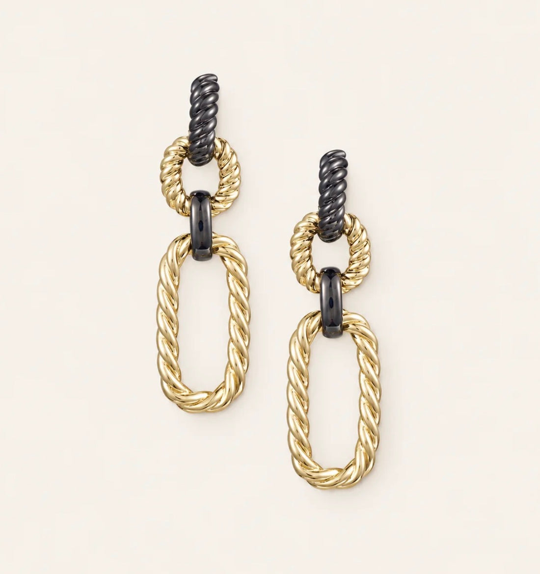 Natalie Wood | Legacy Link Statement Earrings-Gold/Black